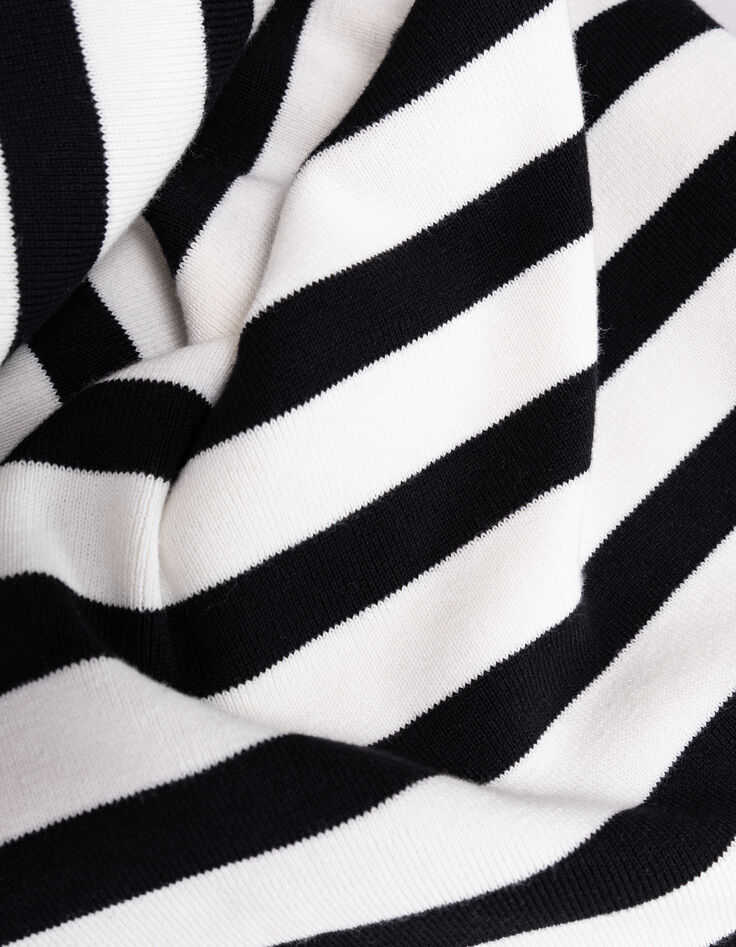 Schwarz und ecrufarben gestreiftes Matrosenkleid Damen-7
