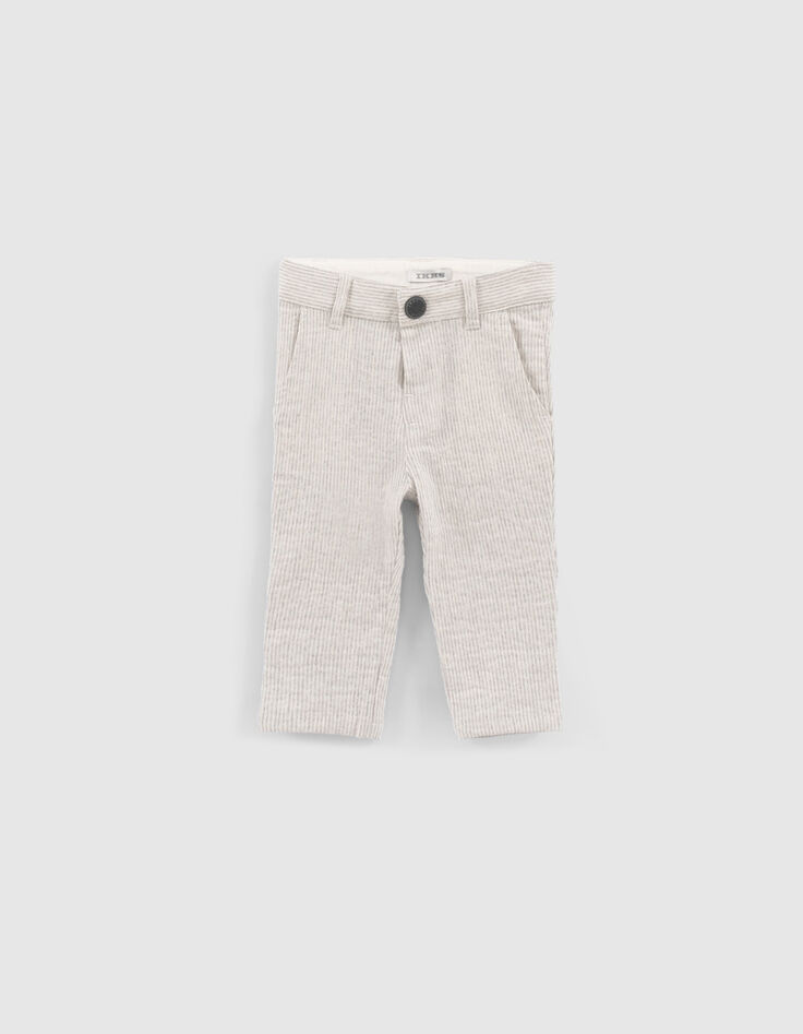 Pantalón beige rayas tirantes bebé niño-3