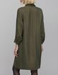 Women's khaki midi shirt dress with jewels-6
