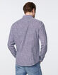 Indigo SLIM overhemd stippen-bladprint heren-3