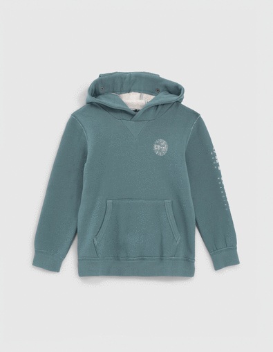 Boys’ stone green hoodie with goggles - IKKS