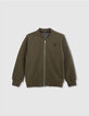 Boy's zipped khaki teddy cardigan-1