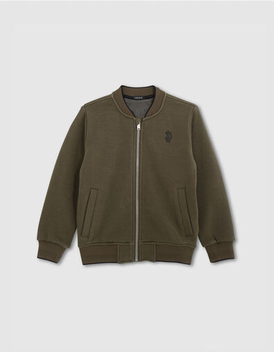 Boy's zipped khaki teddy cardigan - IKKS