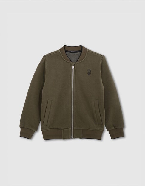 Boy's zipped khaki teddy cardigan - IKKS