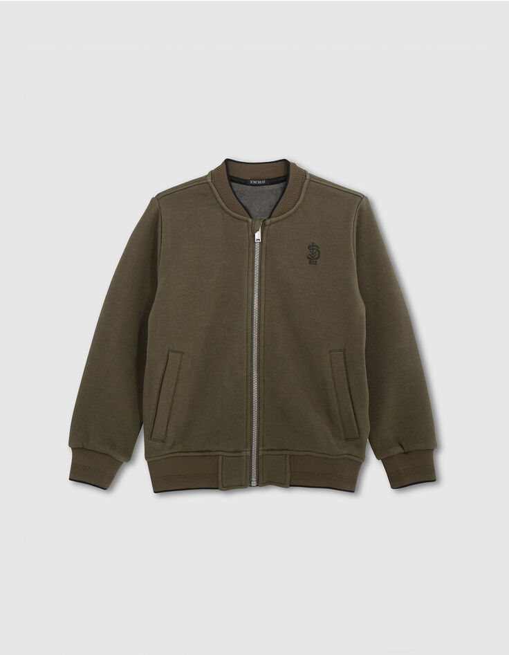 Boy's zipped khaki teddy cardigan-1 Boy's zipped khaki teddy cardigan-1