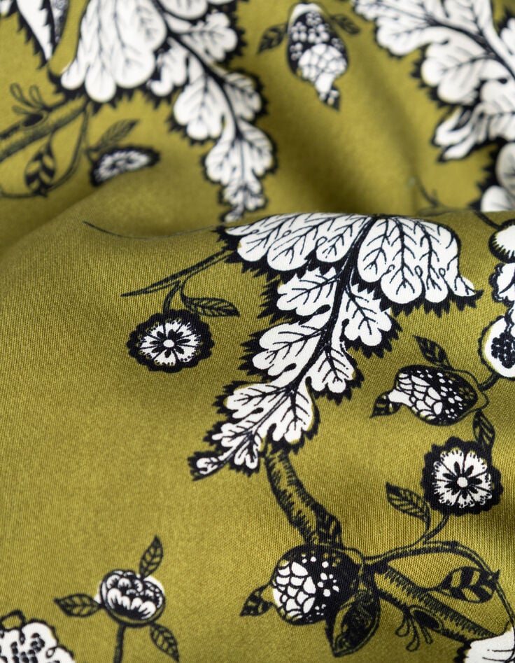 Groene vloeiende wideleg broek bloemenprint Dames-6 Groene vloeiende wideleg broek bloemenprint Dames-6
