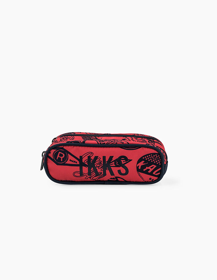 Boys’ 22cm red IKKS double pencil case  - IKKS