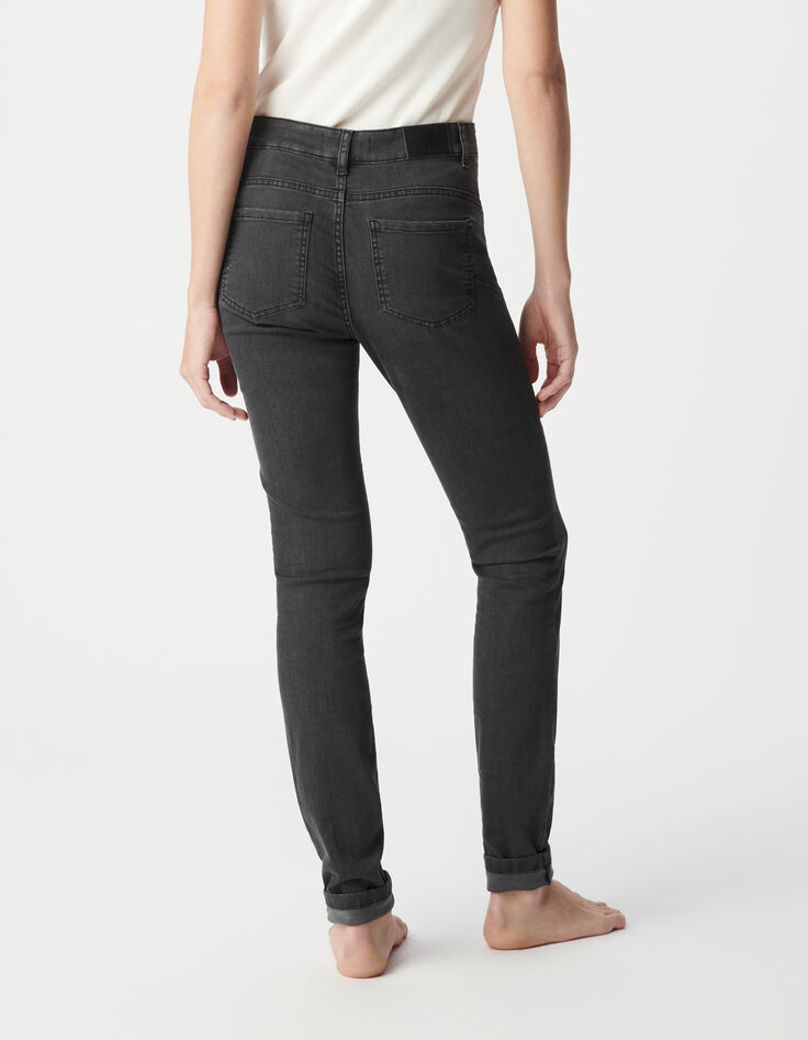 Graue schmale Powerstretch-Jeans mit Schnürungstaschen Damen-3