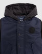 Blouson marine capuche et manches noires garçon-3