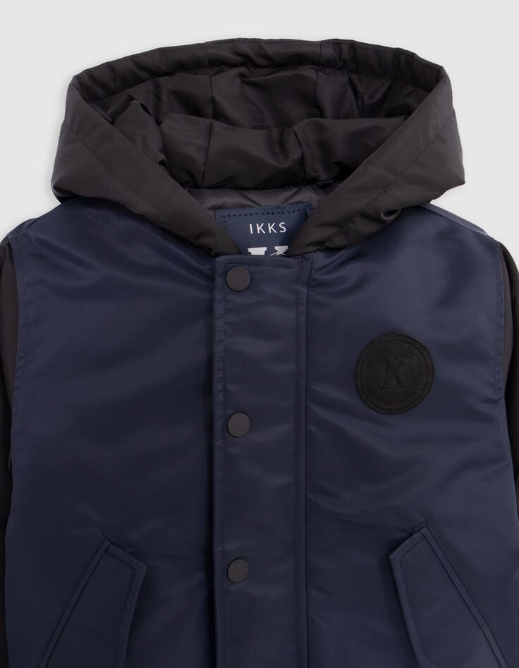 Blouson marine capuche et manches noires garçon-3