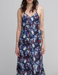 Damenkleid aus recyceltem Marineblau mit Batik-Blumenmuster-2