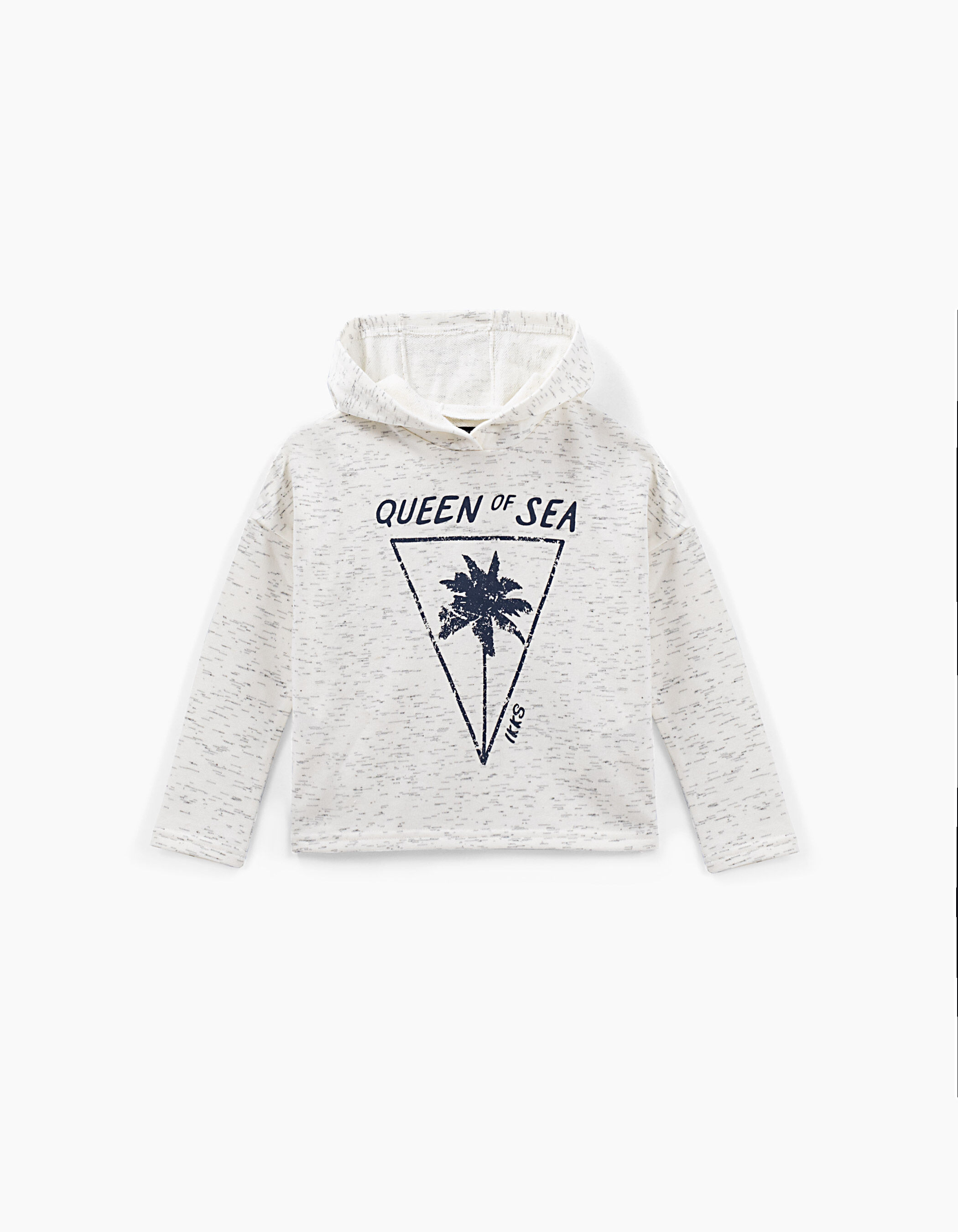 Girls off white hoodie with navy print