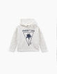 Gebroken witte sweater met kap en navy print meisjes-2