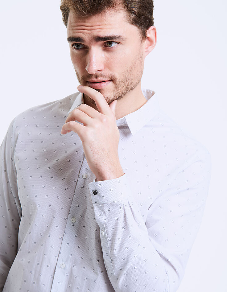 Men’s white Albini® checked slim shirt-5 Men’s white Albini® checked slim shirt-5