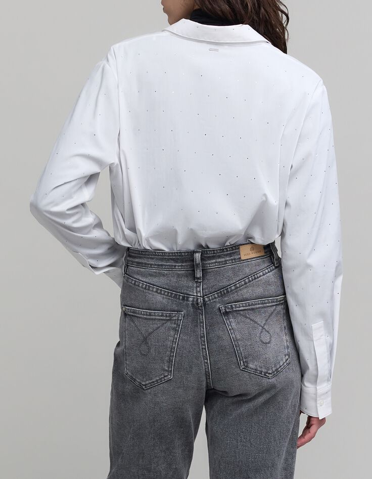 Dameshemd met strass-steentjes, all-over wit-3