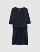 Marineblaues Kleid mit Crinkle-Drapierung für Damen-7