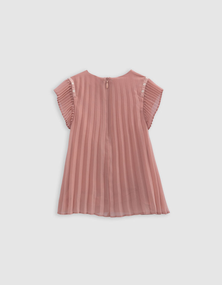 Medium pink pleated dress for girls-3