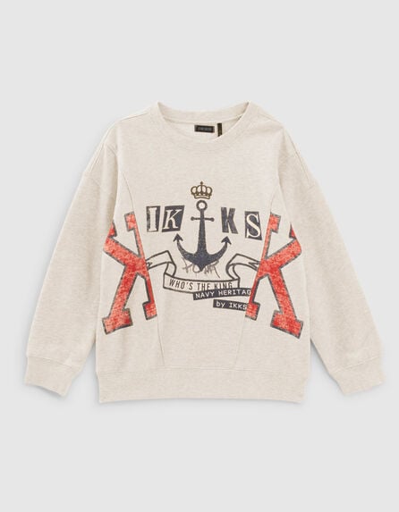 Boys’ ecru XL anchor and lettering image sweatshirt