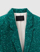 Veste de costume émeraude recyclée imprimé paon Femme-7