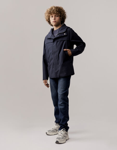 Coupe-vent bleu capuche nylon faux-uni garçon - IKKS