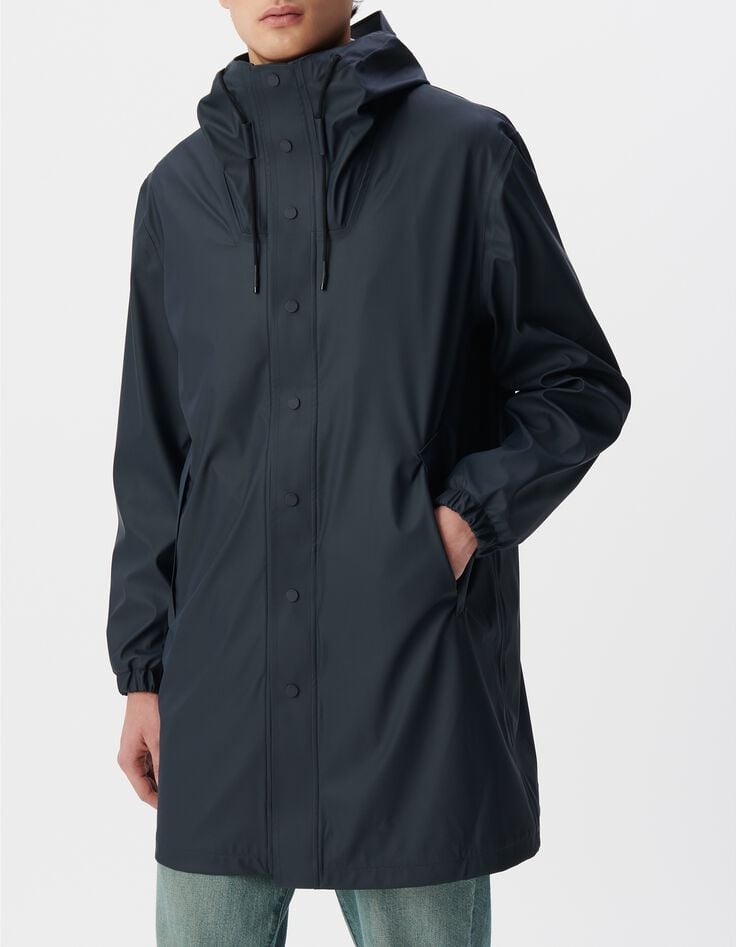 Men&rsquo;s navy rubber nylon hooded parka-2