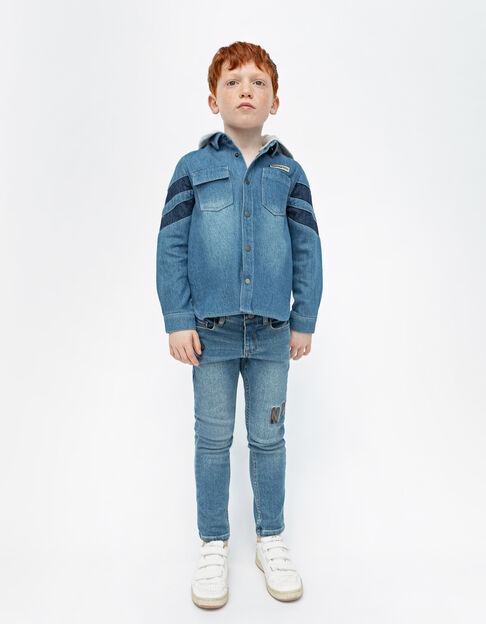 Blauwe SLIM jeans onscheurbaar badges jongens