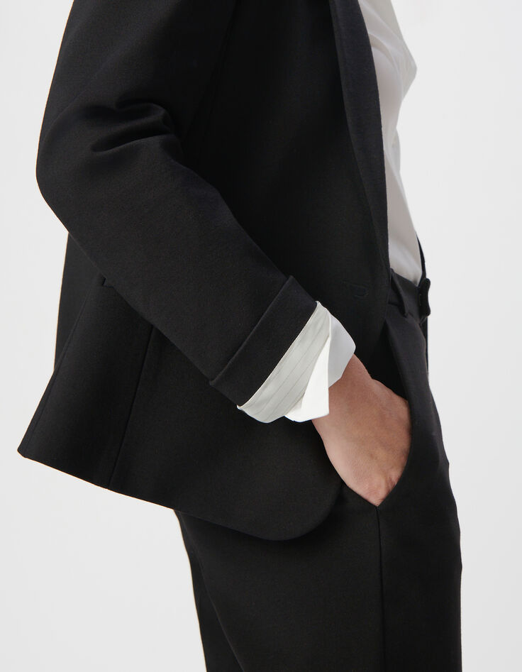 Schwarzer Damenblazer tailliert Milano-Strick-2