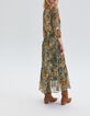 Women’s khaki landscape print long dress-4