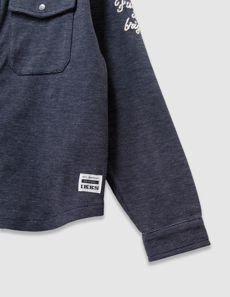 Boys’ navy decorative knit hooded overshirt-7 Boys’ navy decorative knit hooded overshirt-7