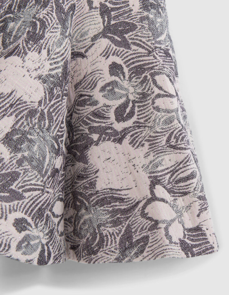 Gebloemde jacquard maxirok voor meisjes in ecru-4