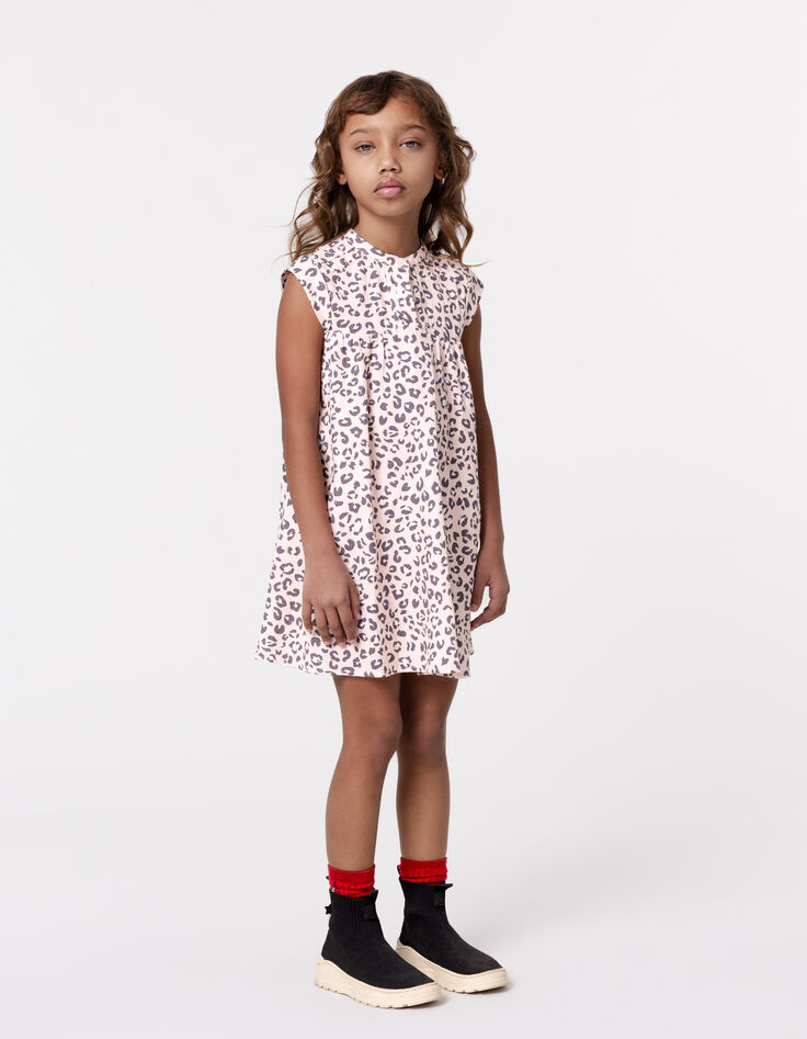 Robe rose imprimé léopard fille-2