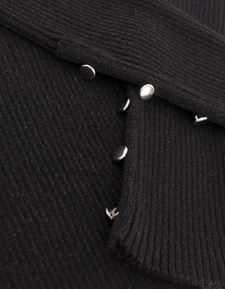 Women’s black fine knit sweater with buttoned cuffs-8