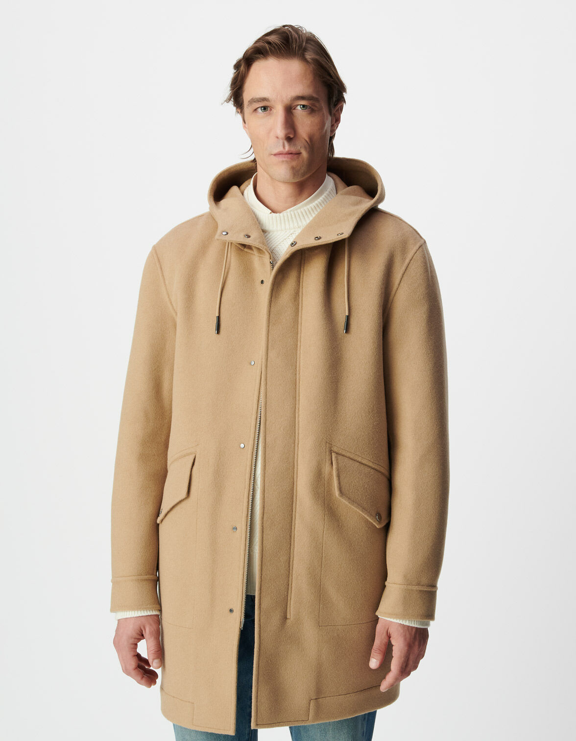Men's beige hooded coat esprit duffle-coat IKKS