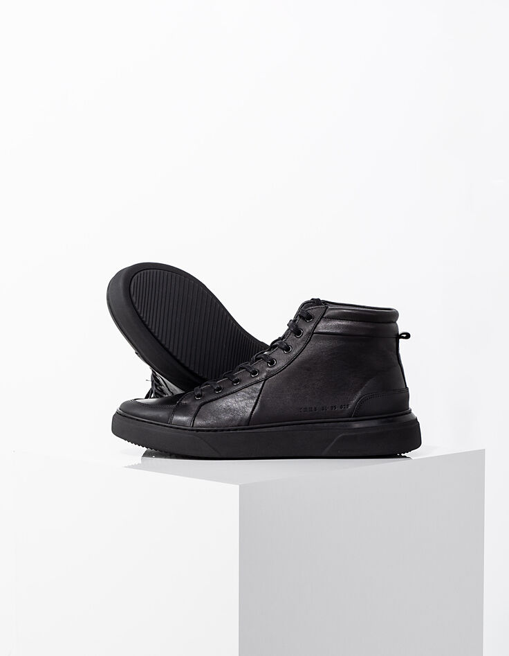 Zwarte leren sneakers Heren-2