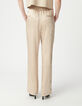 Pantalón ancho Mujer de poliéster reciclado beige con cintura elástica-4