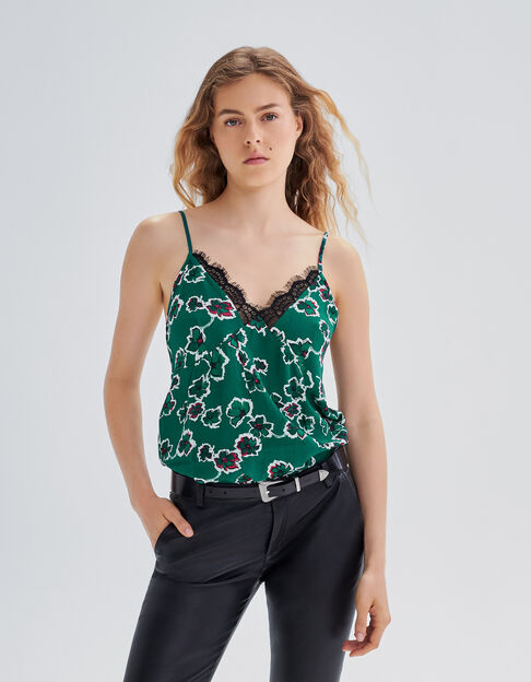 Women’s green XL floral print lingerie-style top