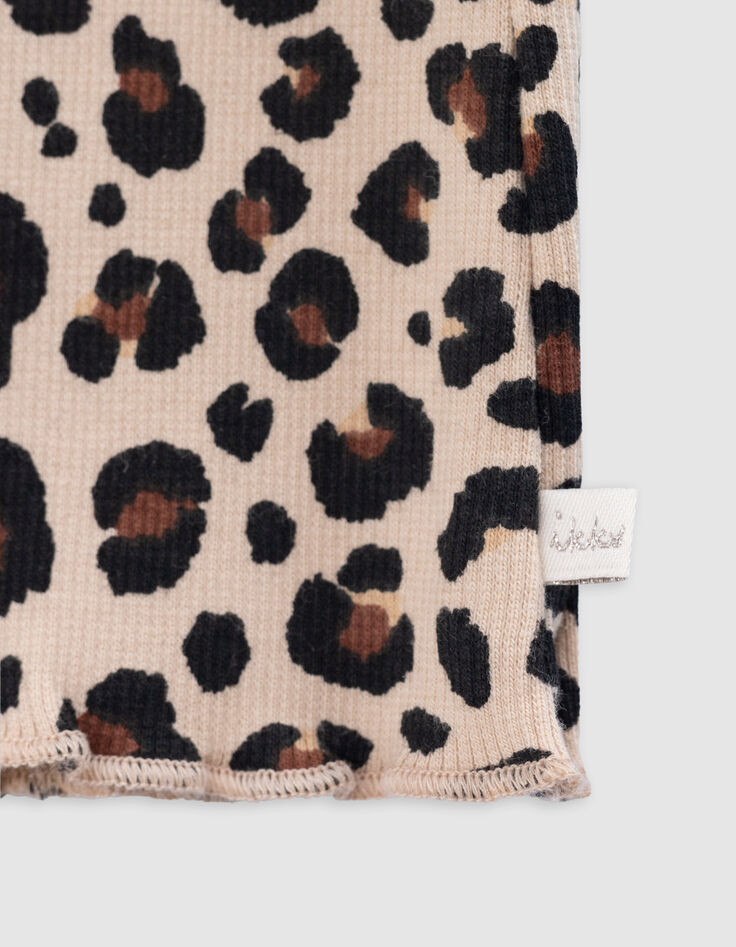 Girls' beige leopard print leggings-5