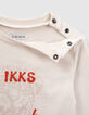T-shirt beige coton bio visuel tigre et typo floquée bébé garçon-6