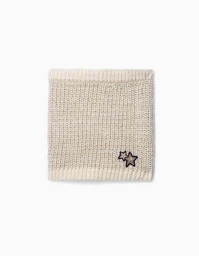 Girls’ ecru fur-lined snood with star patch - IKKS