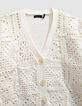 Cardigan écru tricot ajouré fille-2
