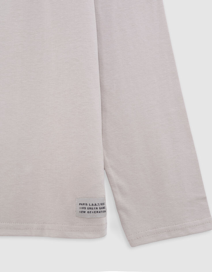 T-Shirt aus Bio-Baumwolle Jungen, Beige, Stickbotschaft-5