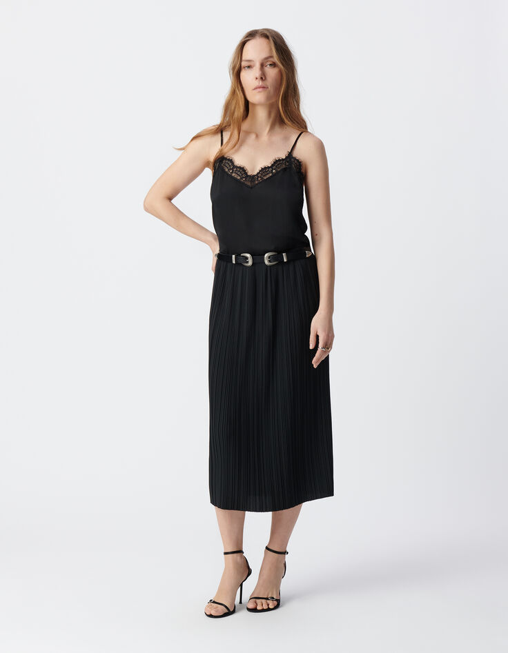 Jupe midi noire plissée Femme-5 Jupe midi noire plissée Femme-5