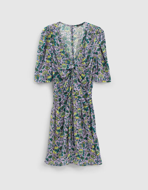 Lila jurk gedrapeerd effect maxi-bloemenprint Dames - IKKS