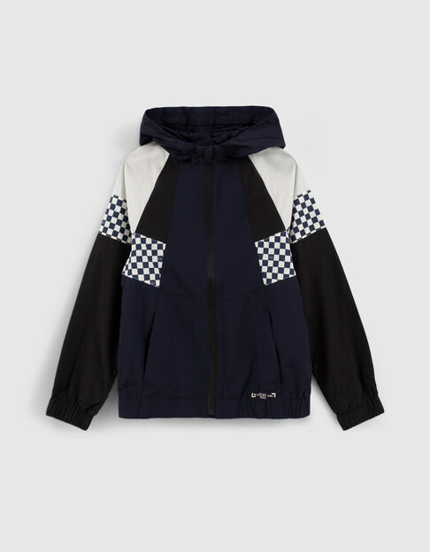 Boys’ navy, black, ecru checkerboard jacket - IKKS