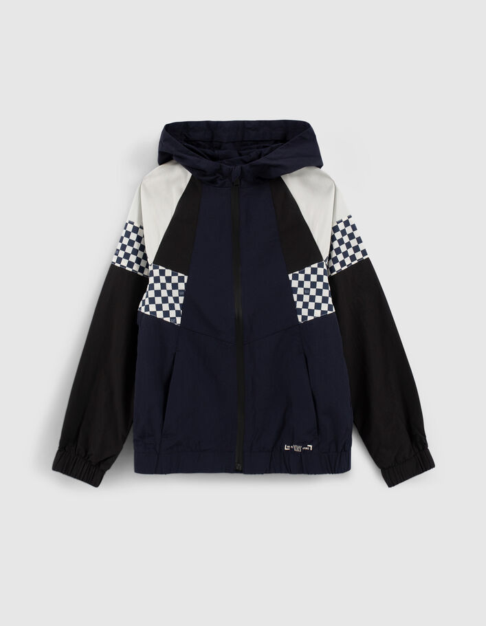 Boys’ navy, black, ecru checkerboard jacket - IKKS