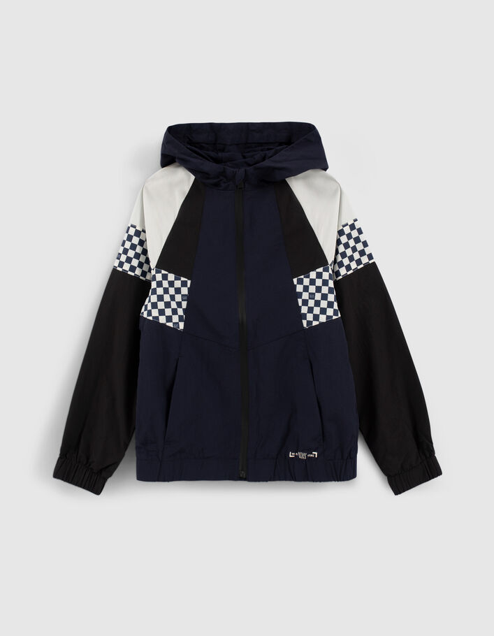 Blouson marine, noir, écru avec damier garçon - IKKS