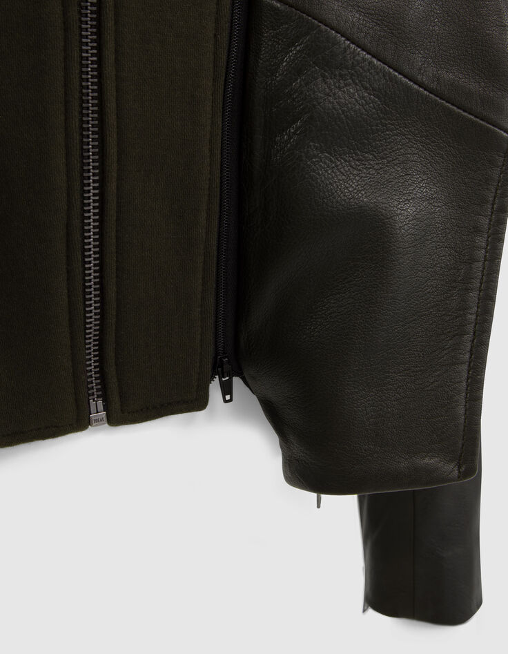 Chaqueta cuero wakame estilo motero capucha-5