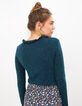 Grüner Strickpullover mit Glitzer und Plisseekragen I.Code-3