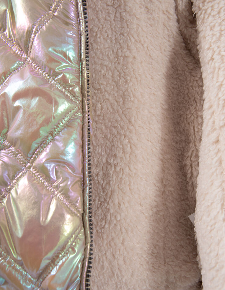 Beige irisierende Mädchensteppjacke-6