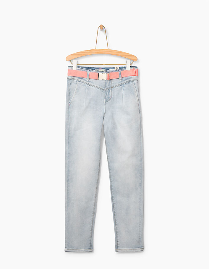 White blue mom jeans met fluo riem voor meisjes - IKKS